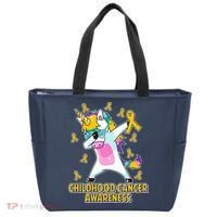 Childhood Cancer Awareness Dabbing Unicorn Tote Bag thumb 0