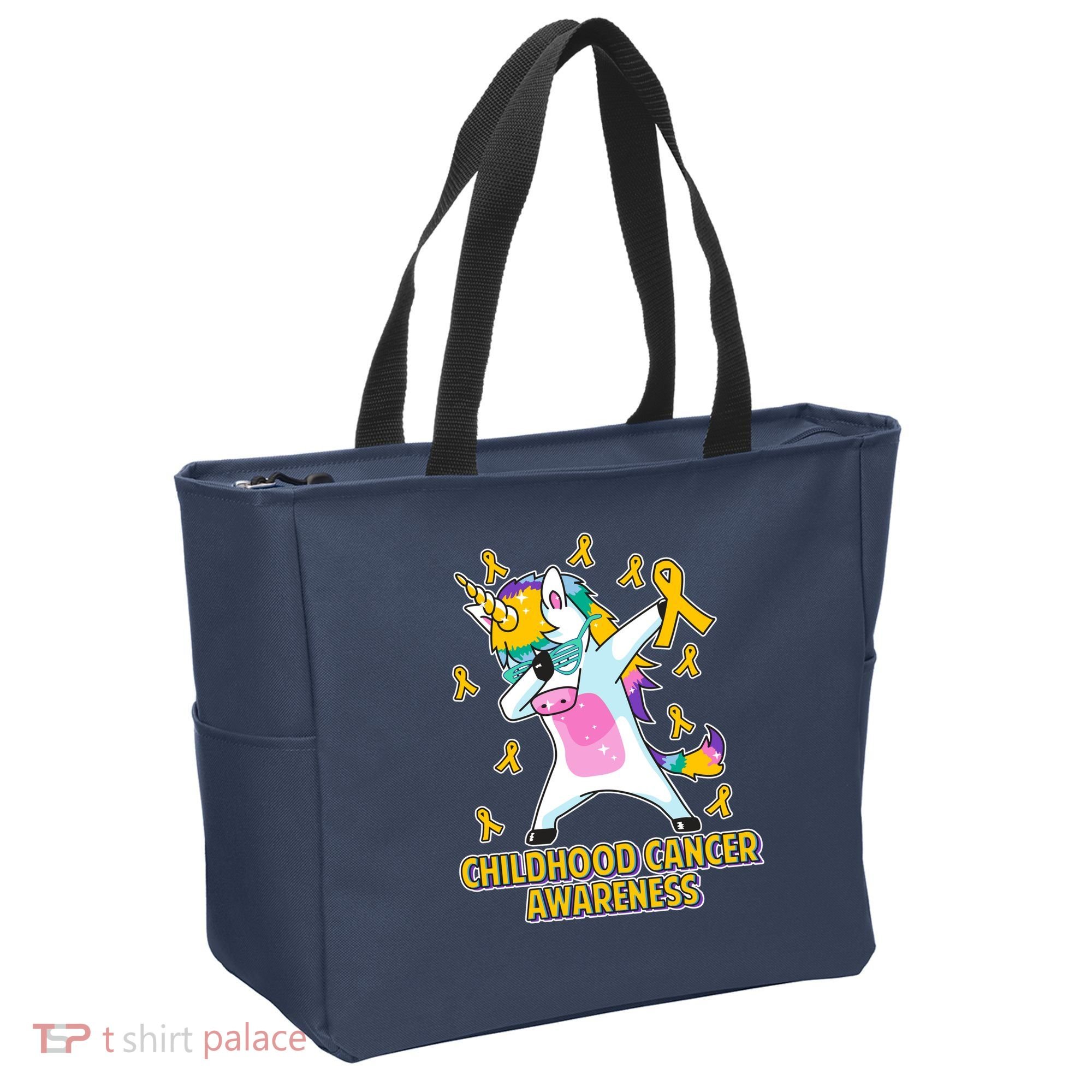 Childhood Cancer Awareness Dabbing Unicorn Tote Bag