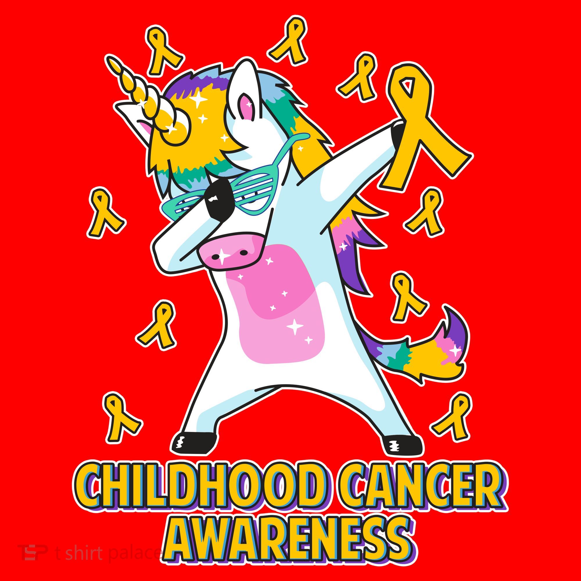 Childhood Cancer Awareness Dabbing Unicorn Santa Hat