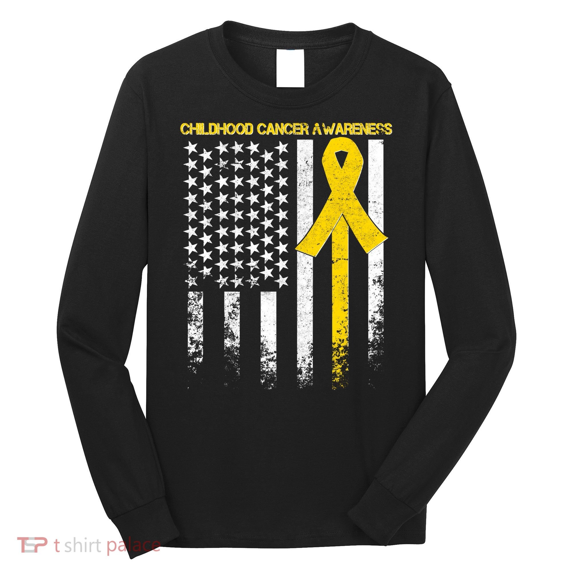 Childhood Cancer Awareness Flag Long Sleeve Shirt