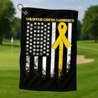 Childhood Cancer Awareness Flag Golf Towel thumb 1