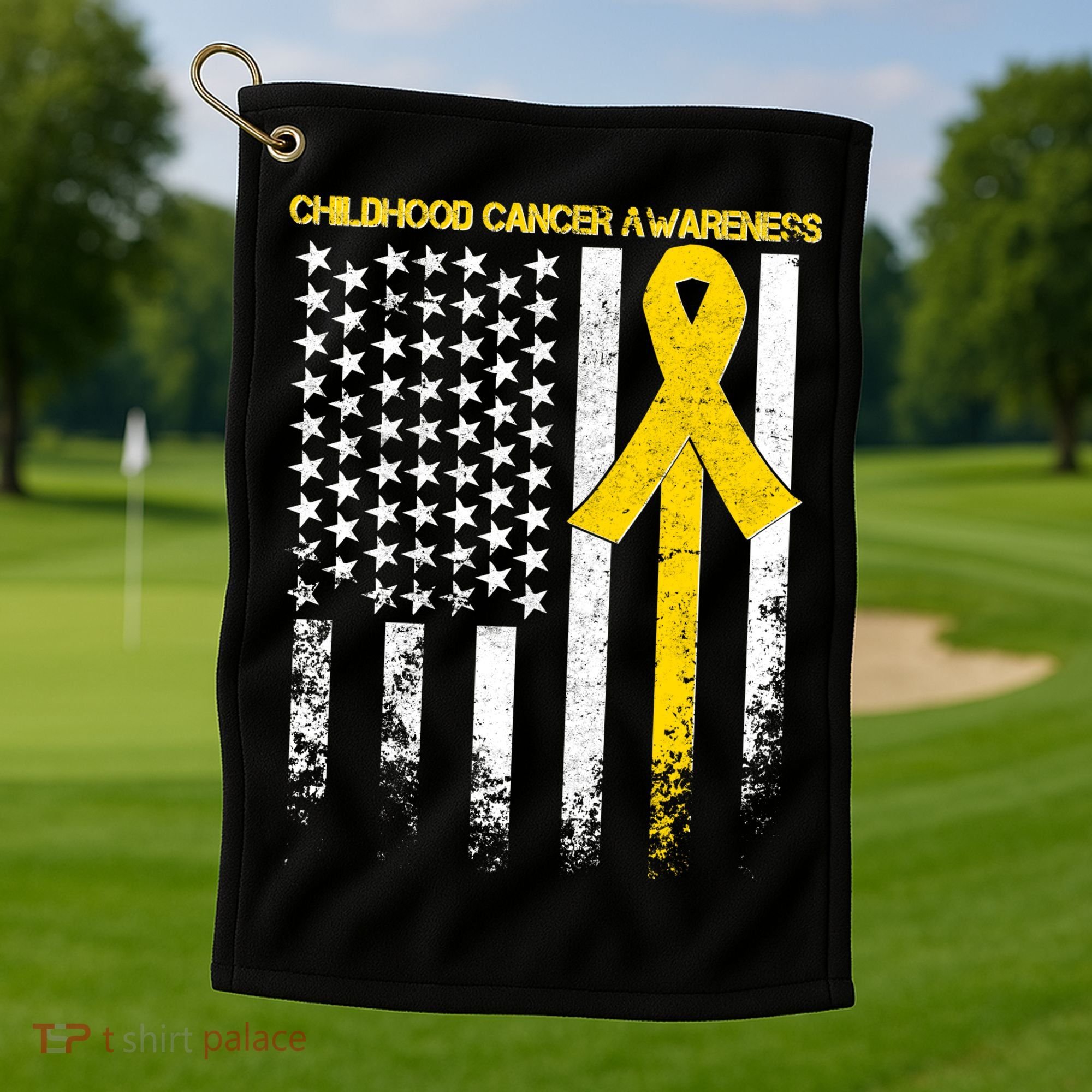 Childhood Cancer Awareness Flag Golf Towel
