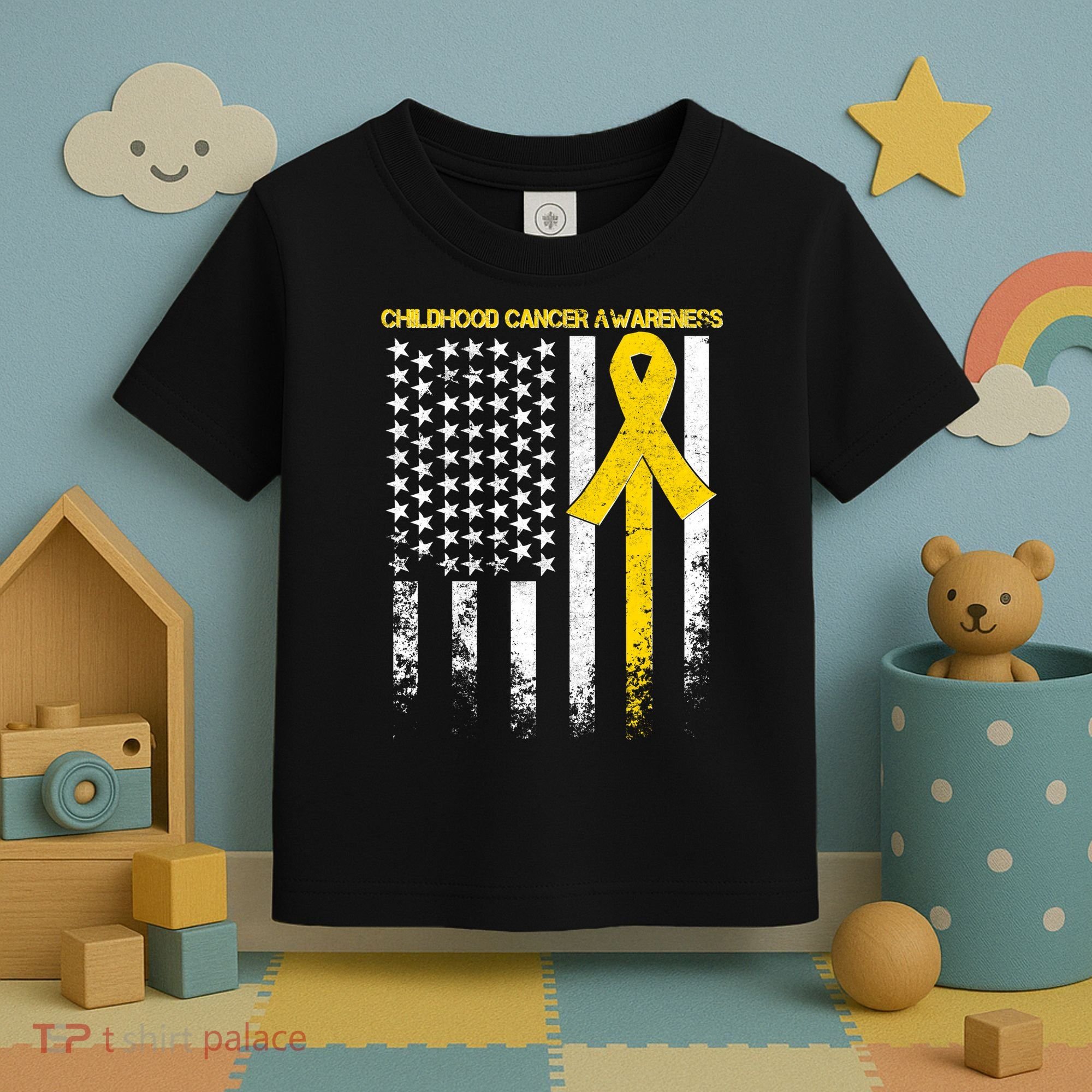 Childhood Cancer Awareness Flag Toddler T-Shirt