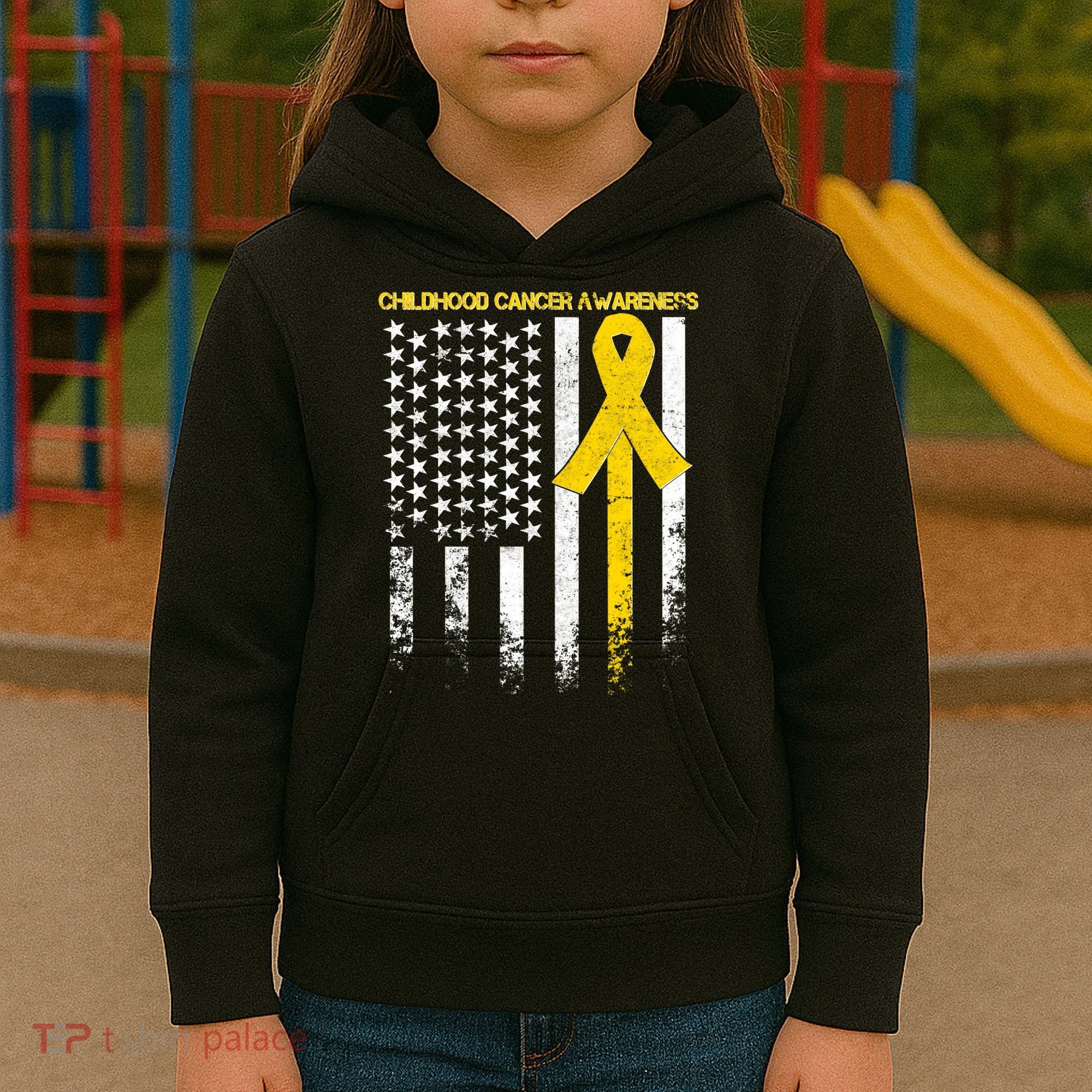 Childhood Cancer Awareness Flag Kids Hoodie