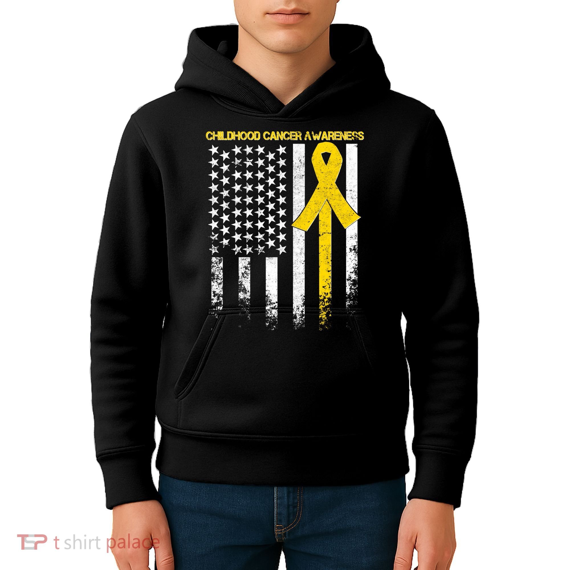 Childhood Cancer Awareness Flag Kids Hoodie