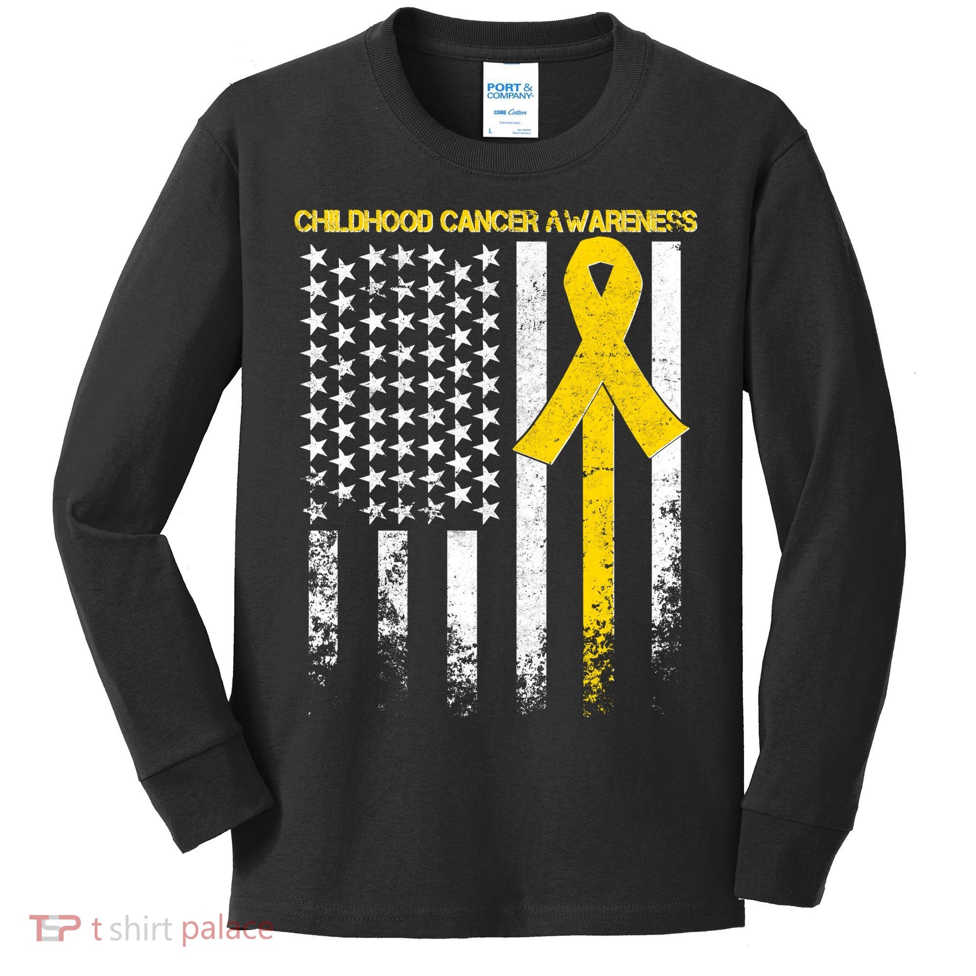 Childhood Cancer Awareness Flag Kids Long Sleeve Shirt