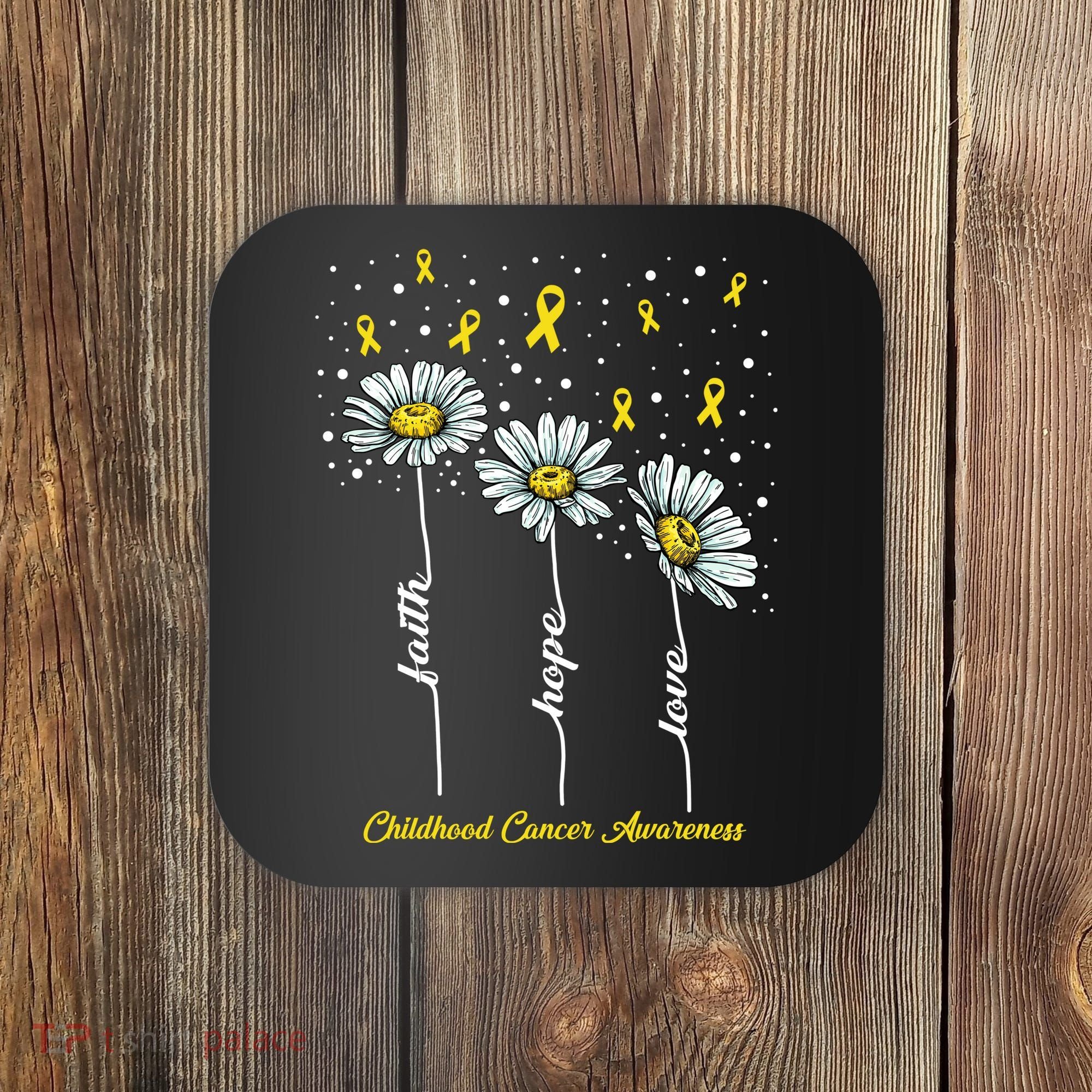 Childhood Cancer Awareness Flower Ribbons Coaster