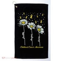 Childhood Cancer Awareness Flower Ribbons Golf Towel thumb 0