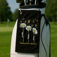 Childhood Cancer Awareness Flower Ribbons Golf Towel thumb 2