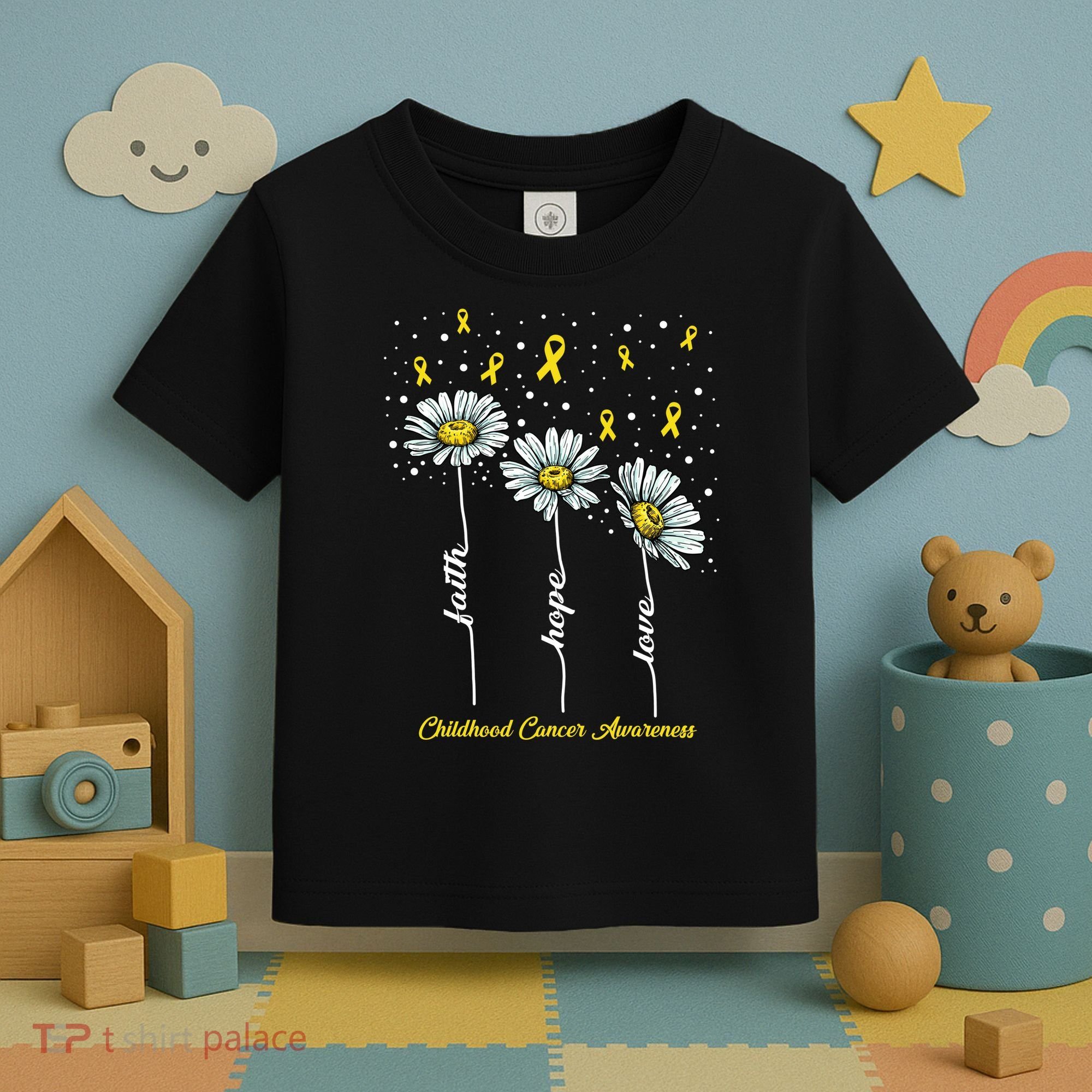 Childhood Cancer Awareness Flower Ribbons Toddler T-Shirt