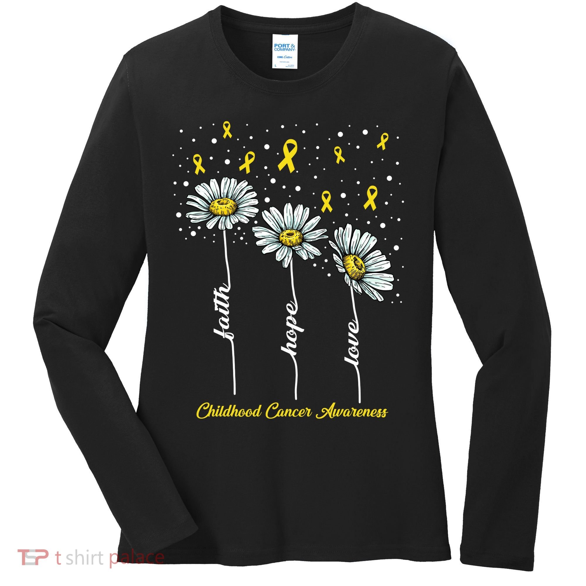 Childhood Cancer Awareness Flower Ribbons Women's Long Sleeve Shirt