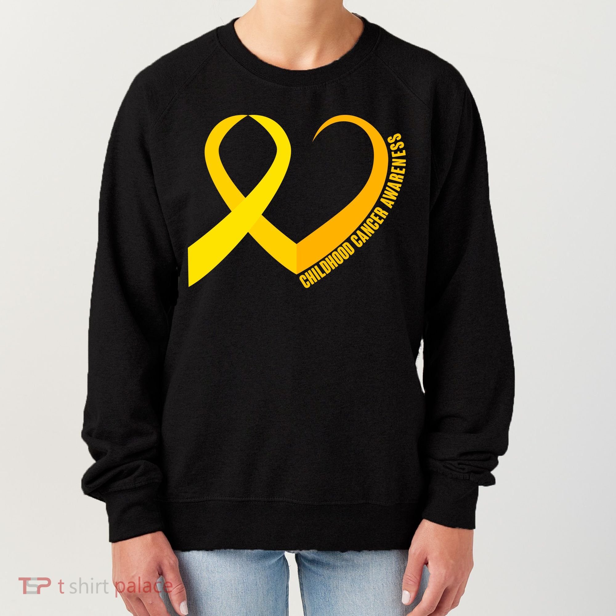Childhood Cancer Awareness Yellow Ribbon Heart Women's Sweatshirt