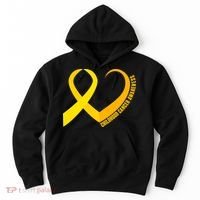 Childhood Cancer Awareness Yellow Ribbon Heart Hoodie thumb 0
