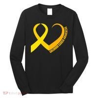 Childhood Cancer Awareness Yellow Ribbon Heart Long Sleeve Shirt thumb 0