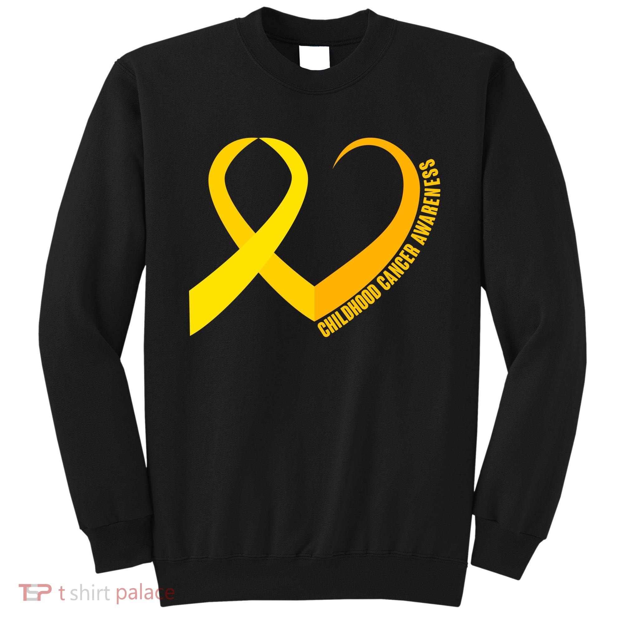 Childhood Cancer Awareness Yellow Ribbon Heart Sweatshirt