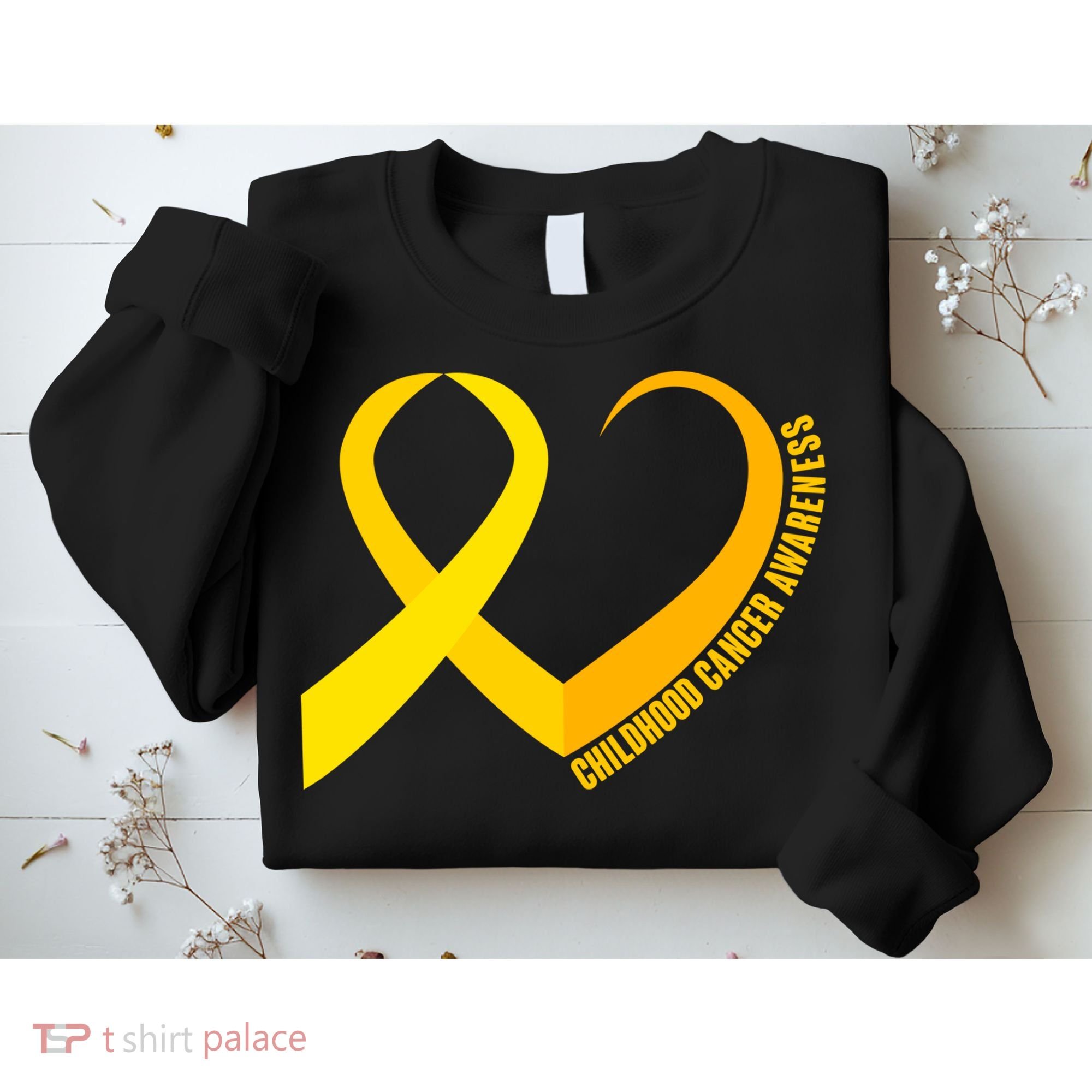 Childhood Cancer Awareness Yellow Ribbon Heart Sweatshirt