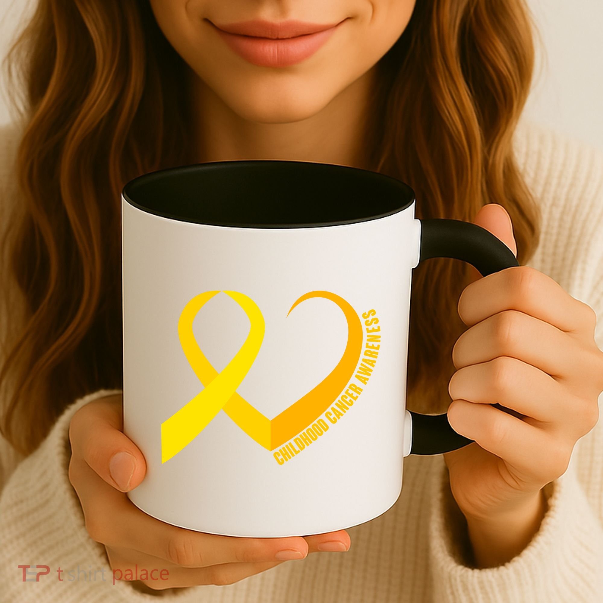 Childhood Cancer Awareness Yellow Ribbon Heart Coffee Mug