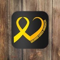 Childhood Cancer Awareness Yellow Ribbon Heart Coaster thumb 0