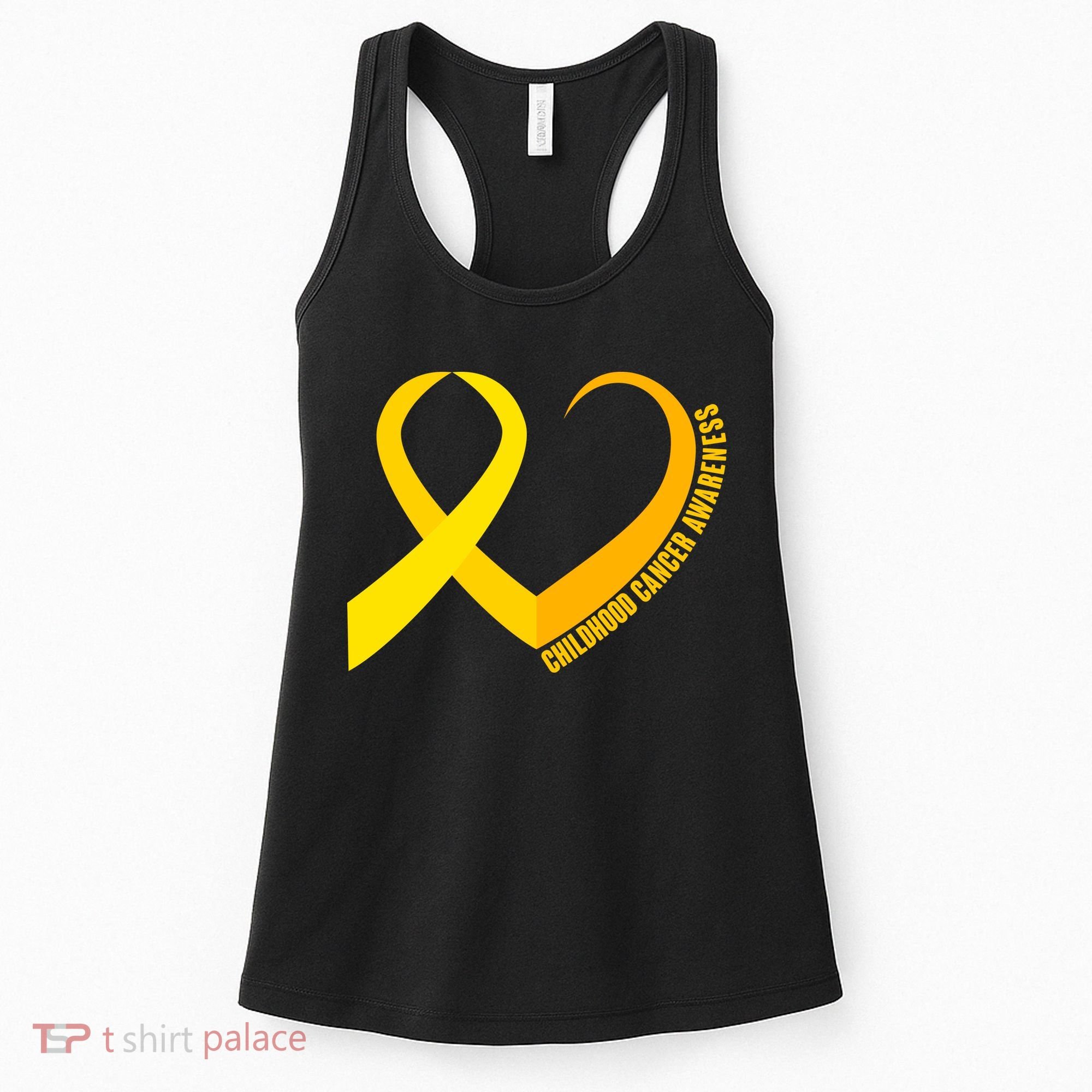 Childhood Cancer Awareness Yellow Ribbon Heart Women's Tank Top