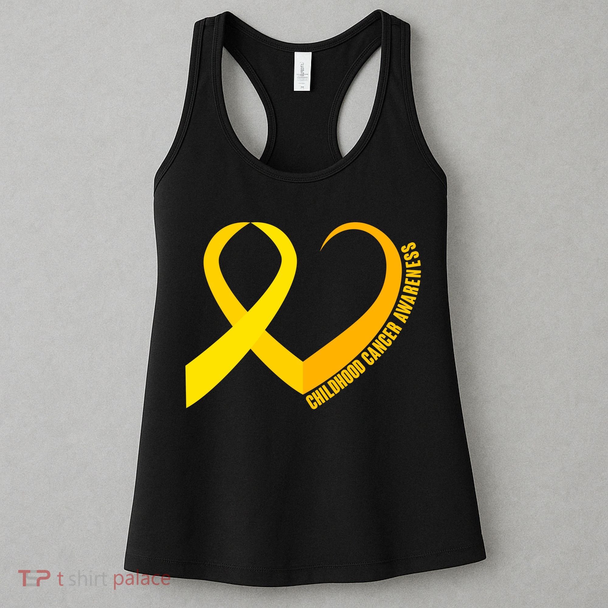Childhood Cancer Awareness Yellow Ribbon Heart Women's Tank Top