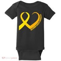 Childhood Cancer Awareness Yellow Ribbon Heart Baby Bodysuit thumb 0