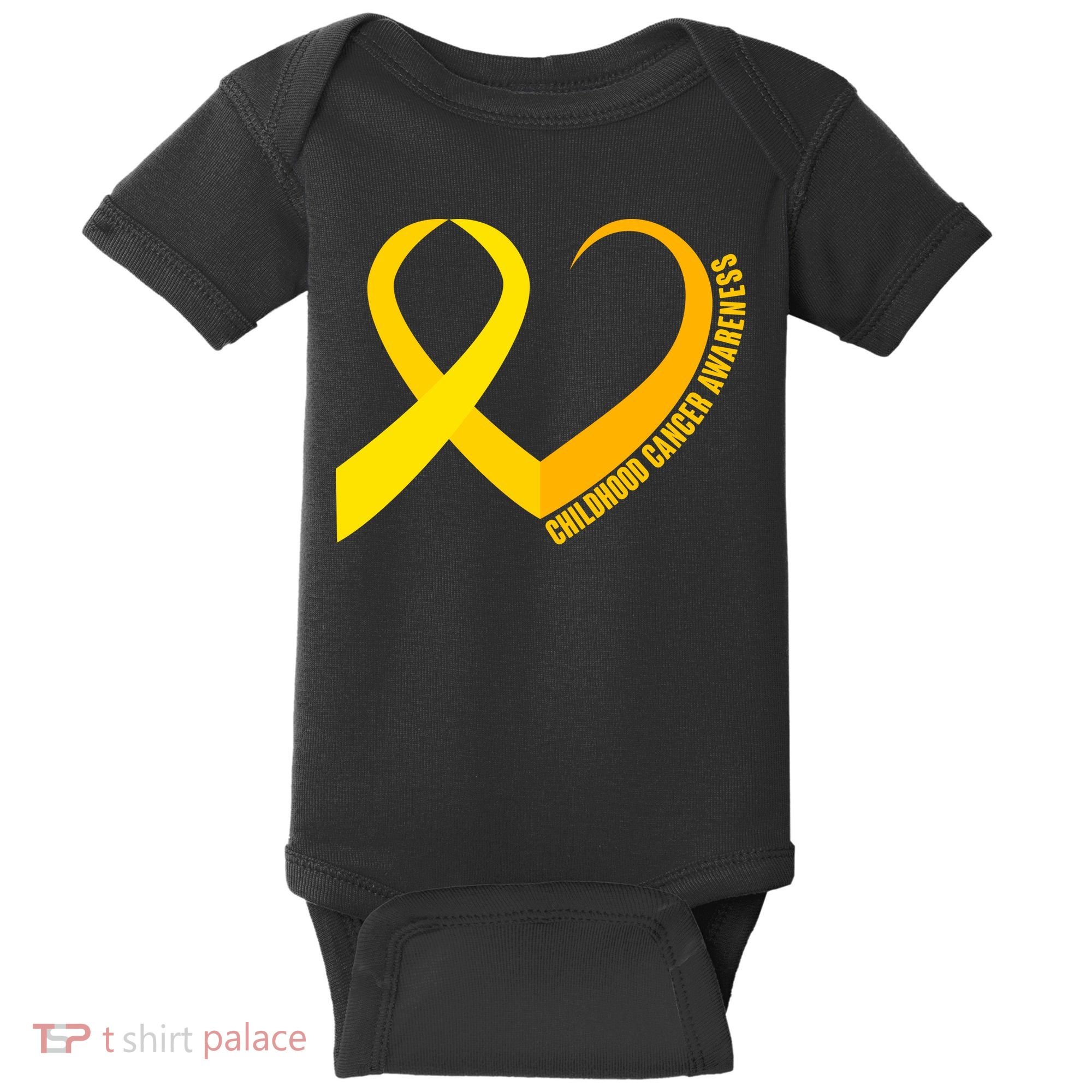 Childhood Cancer Awareness Yellow Ribbon Heart Baby Bodysuit