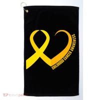 Childhood Cancer Awareness Yellow Ribbon Heart Golf Towel thumb 0