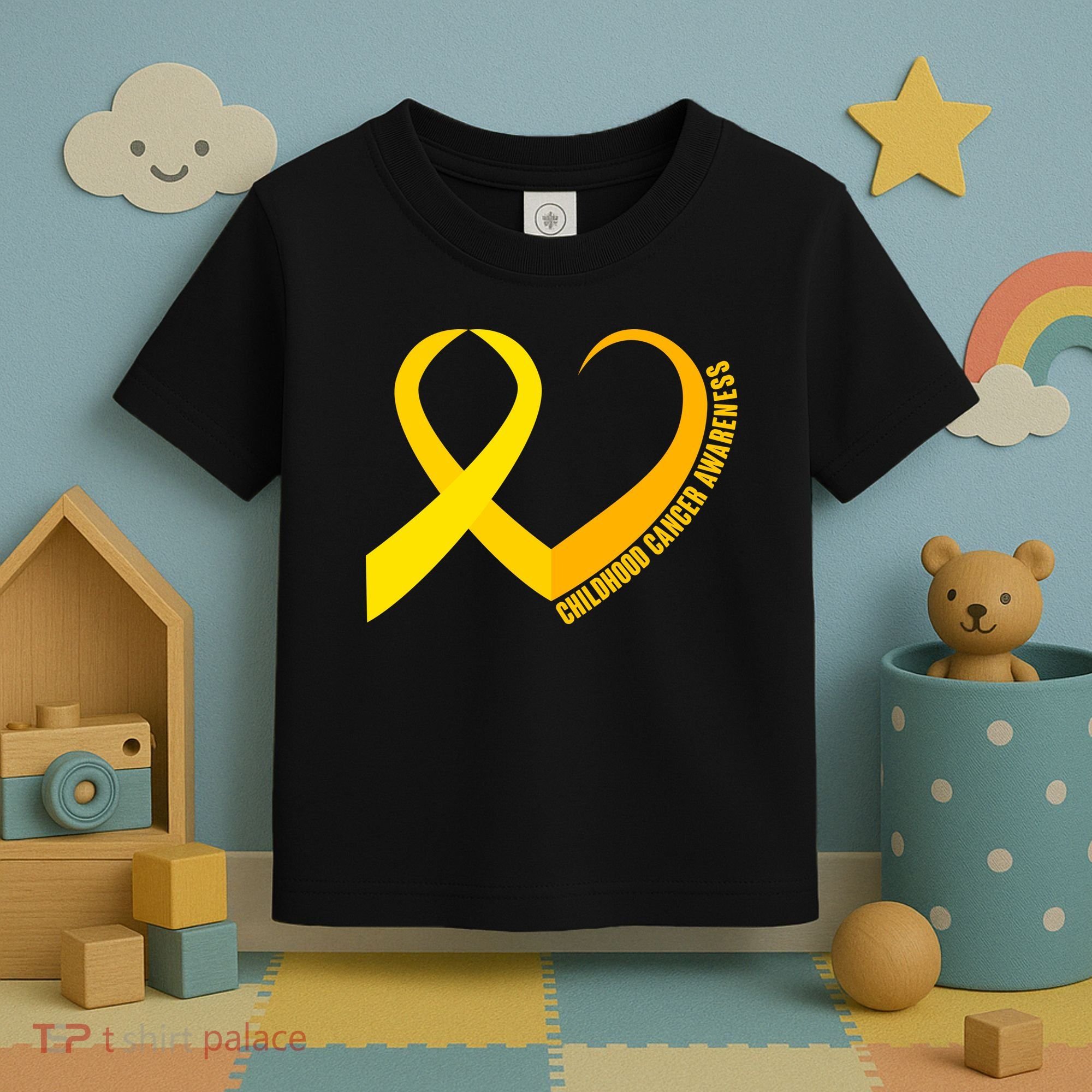 Childhood Cancer Awareness Yellow Ribbon Heart Toddler T-Shirt
