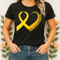 Childhood Cancer Awareness Yellow Ribbon Heart Women's T-Shirt thumb 2