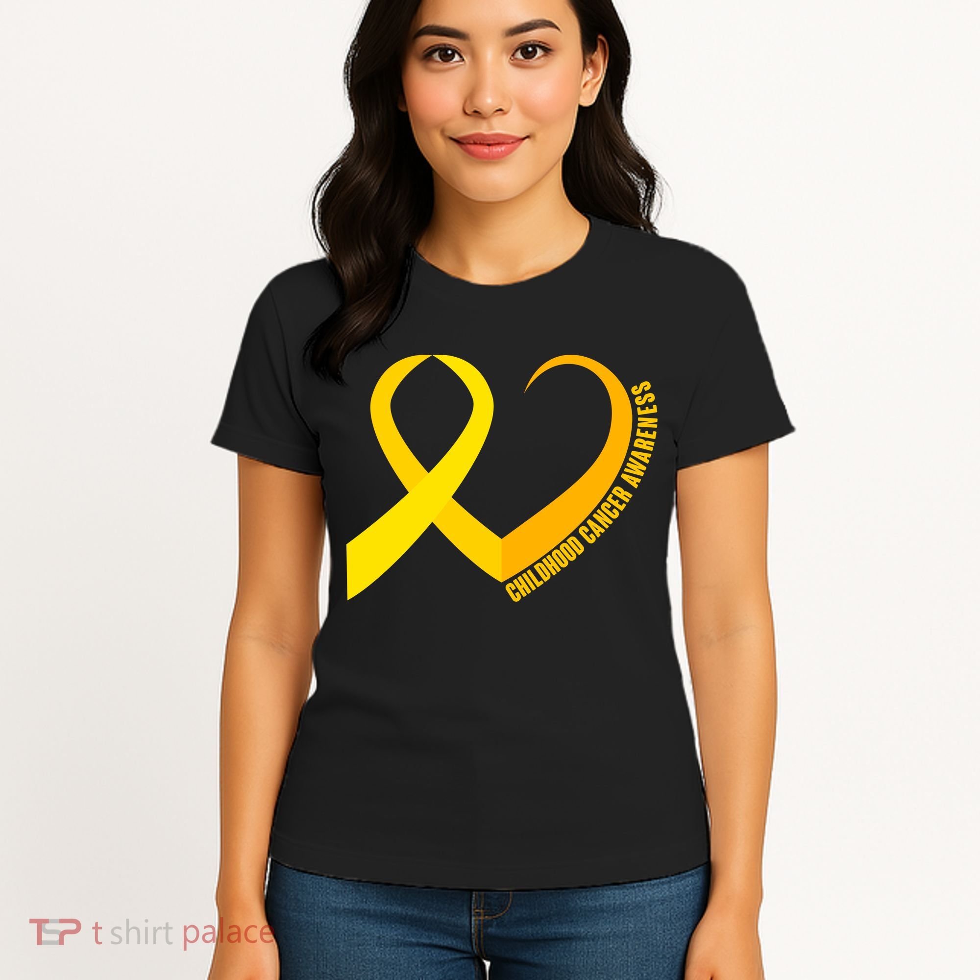 Childhood Cancer Awareness Yellow Ribbon Heart Women's T-Shirt