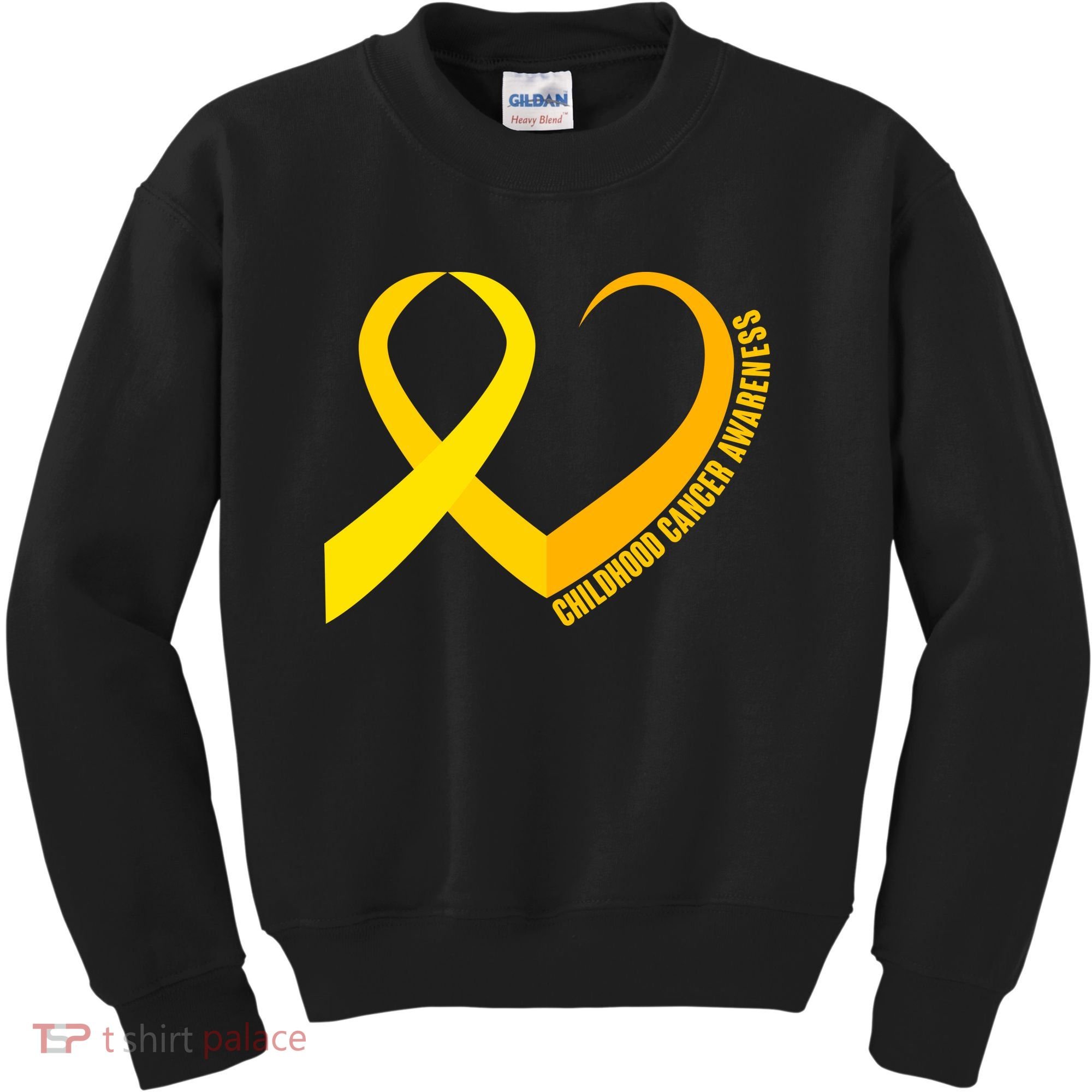 Childhood Cancer Awareness Yellow Ribbon Heart Kids Sweatshirt