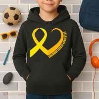 Childhood Cancer Awareness Yellow Ribbon Heart Kids Hoodie thumb 2