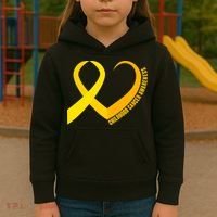 Childhood Cancer Awareness Yellow Ribbon Heart Kids Hoodie thumb 3