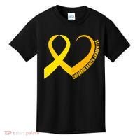 Childhood Cancer Awareness Yellow Ribbon Heart Kids T-Shirt thumb 0