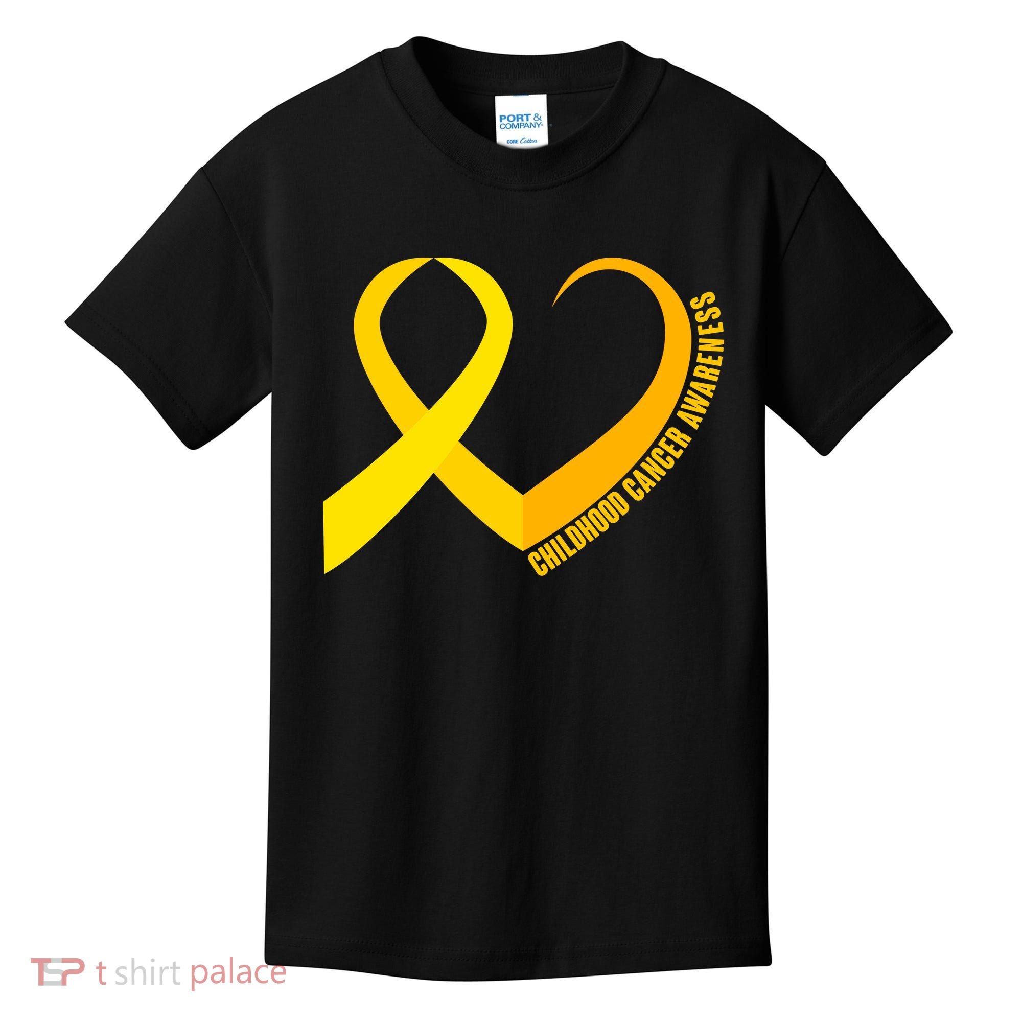 Childhood Cancer Awareness Yellow Ribbon Heart Kids T-Shirt