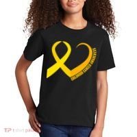 Childhood Cancer Awareness Yellow Ribbon Heart Kids T-Shirt thumb 2