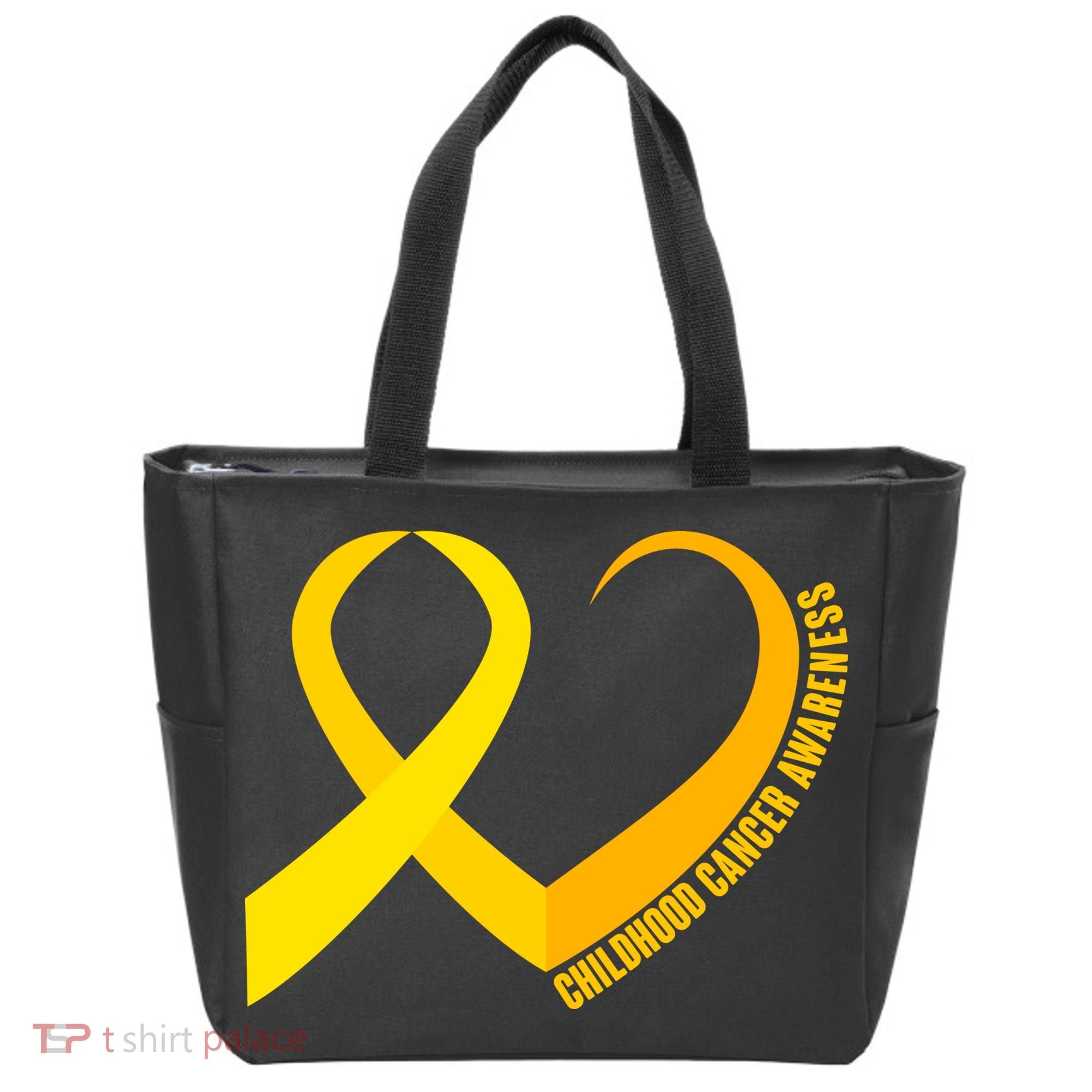 Childhood Cancer Awareness Yellow Ribbon Heart Tote Bag