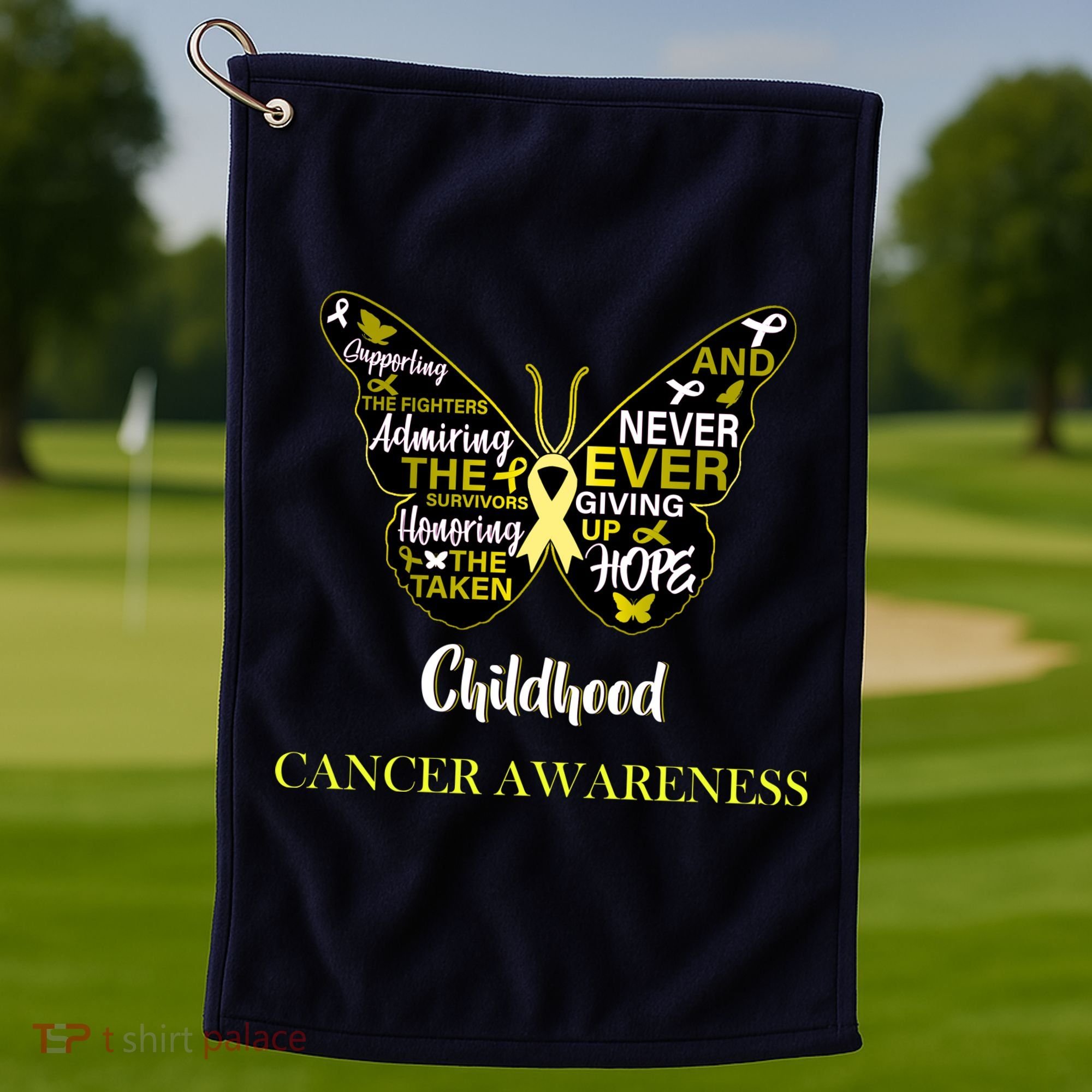 Childhood Cancer butterfly  Golf Towel