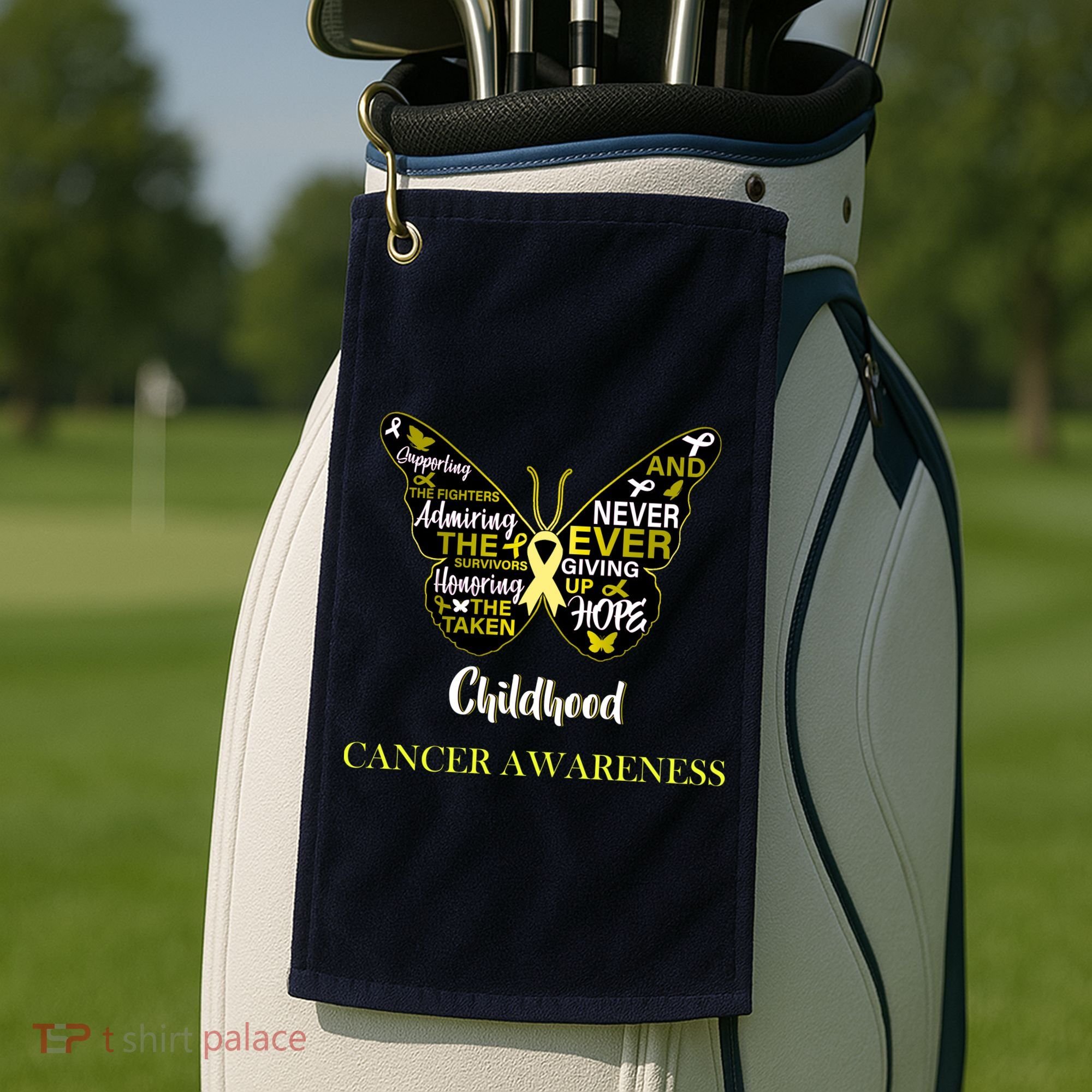 Childhood Cancer butterfly  Golf Towel