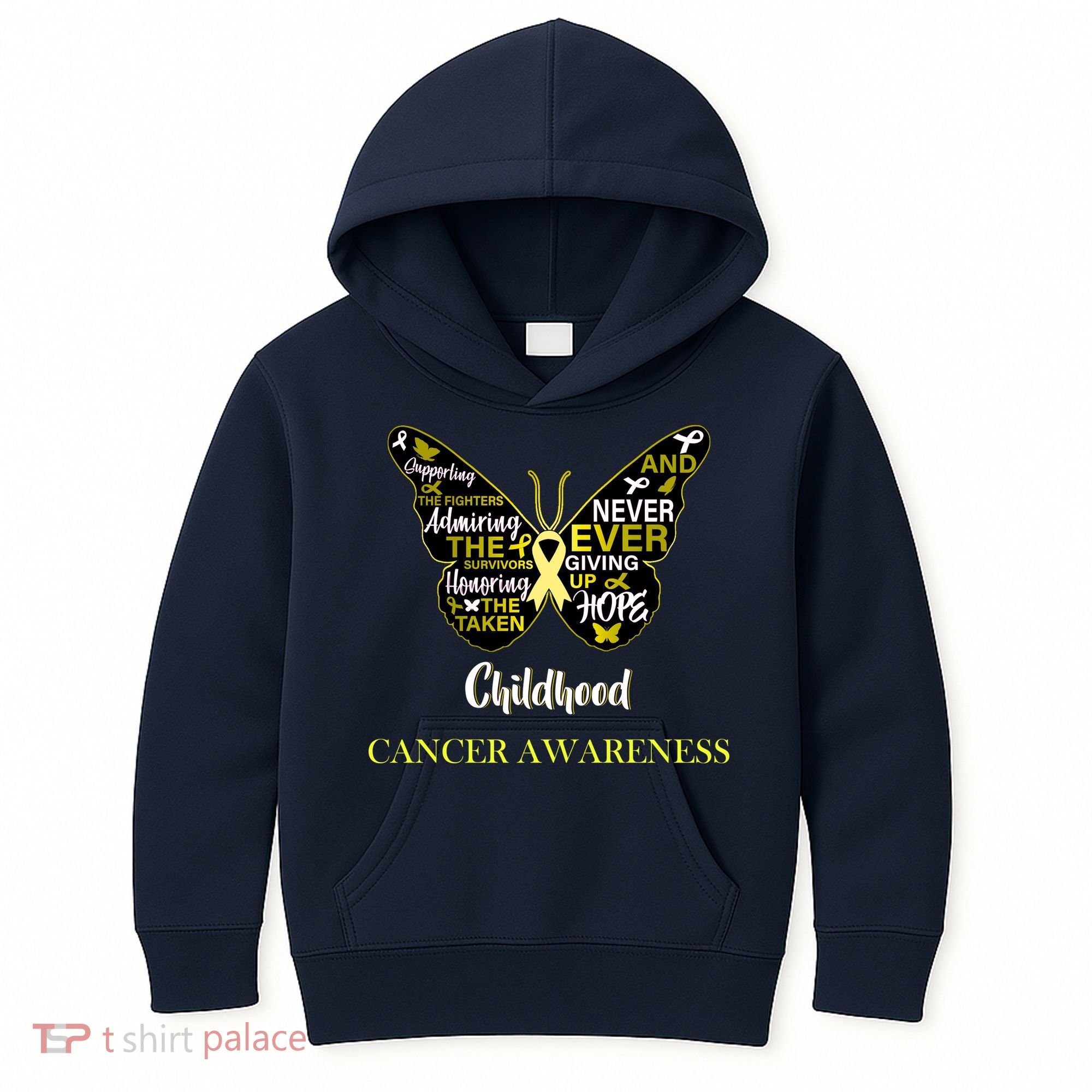 Childhood Cancer butterfly  Kids Hoodie