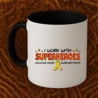 Childhood Cancer I Work With Superheroes Coffee Mug thumb 2