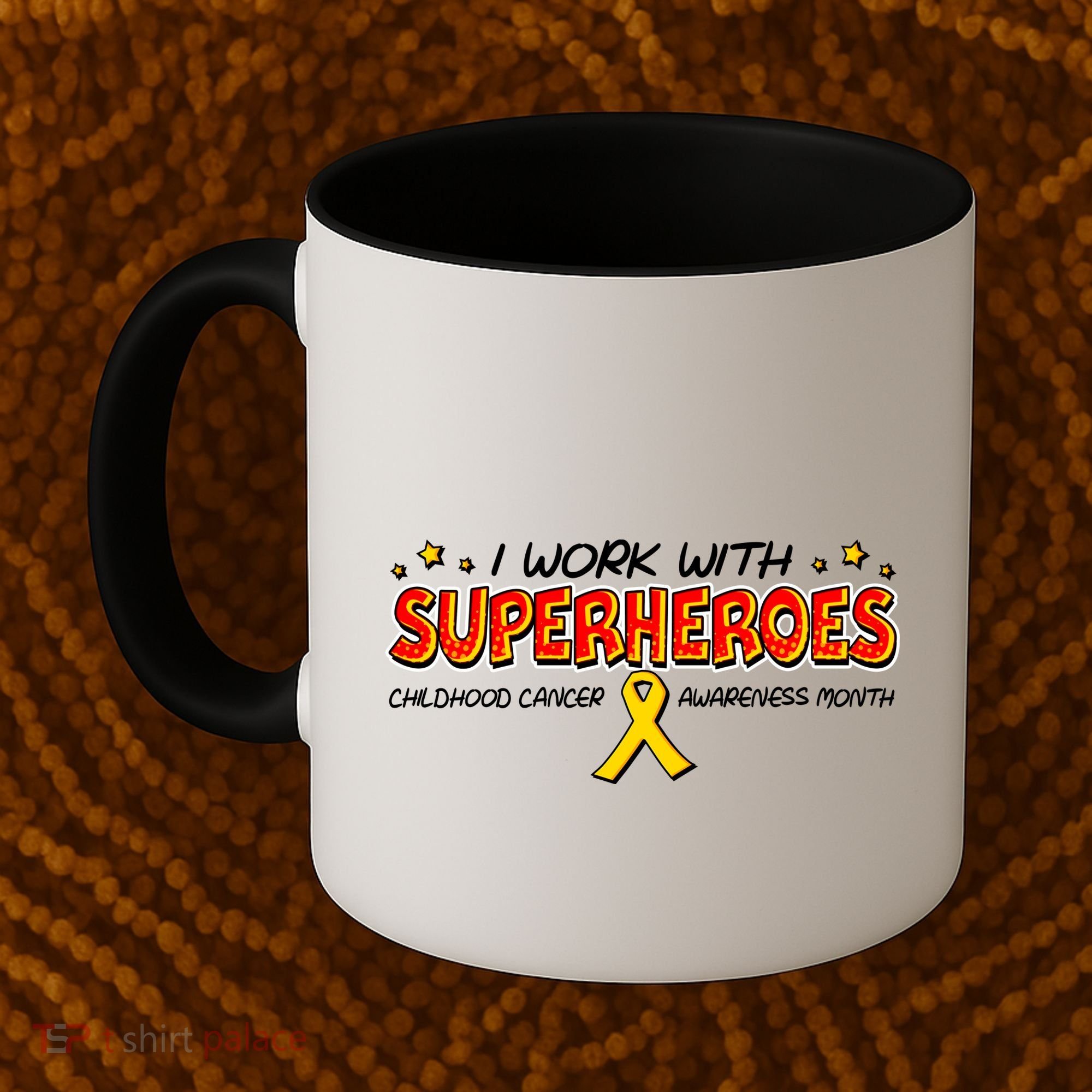 Childhood Cancer I Work With Superheroes Coffee Mug