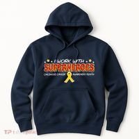 Childhood Cancer I Work With Superheroes Hoodie thumb 0