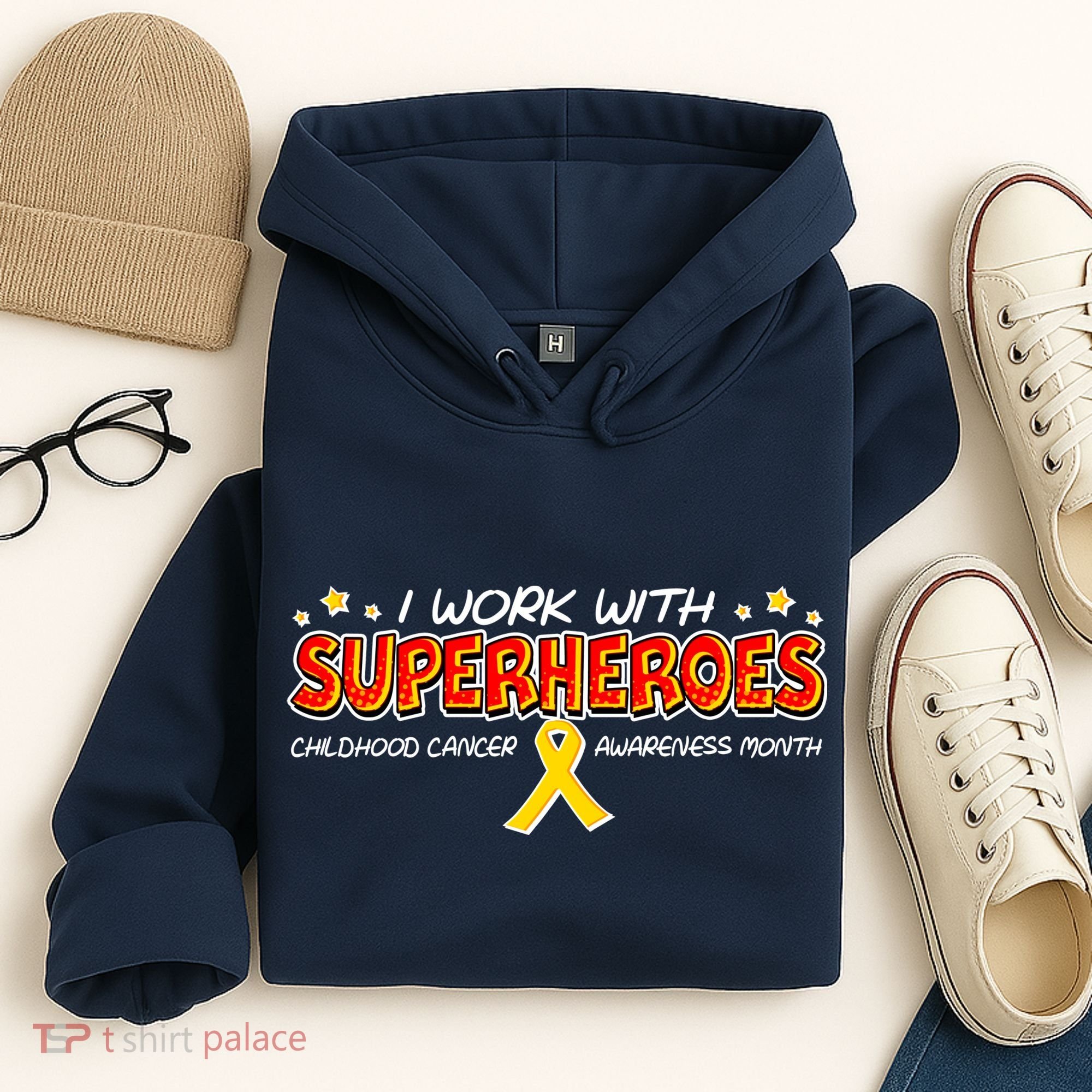 Childhood Cancer I Work With Superheroes Hoodie