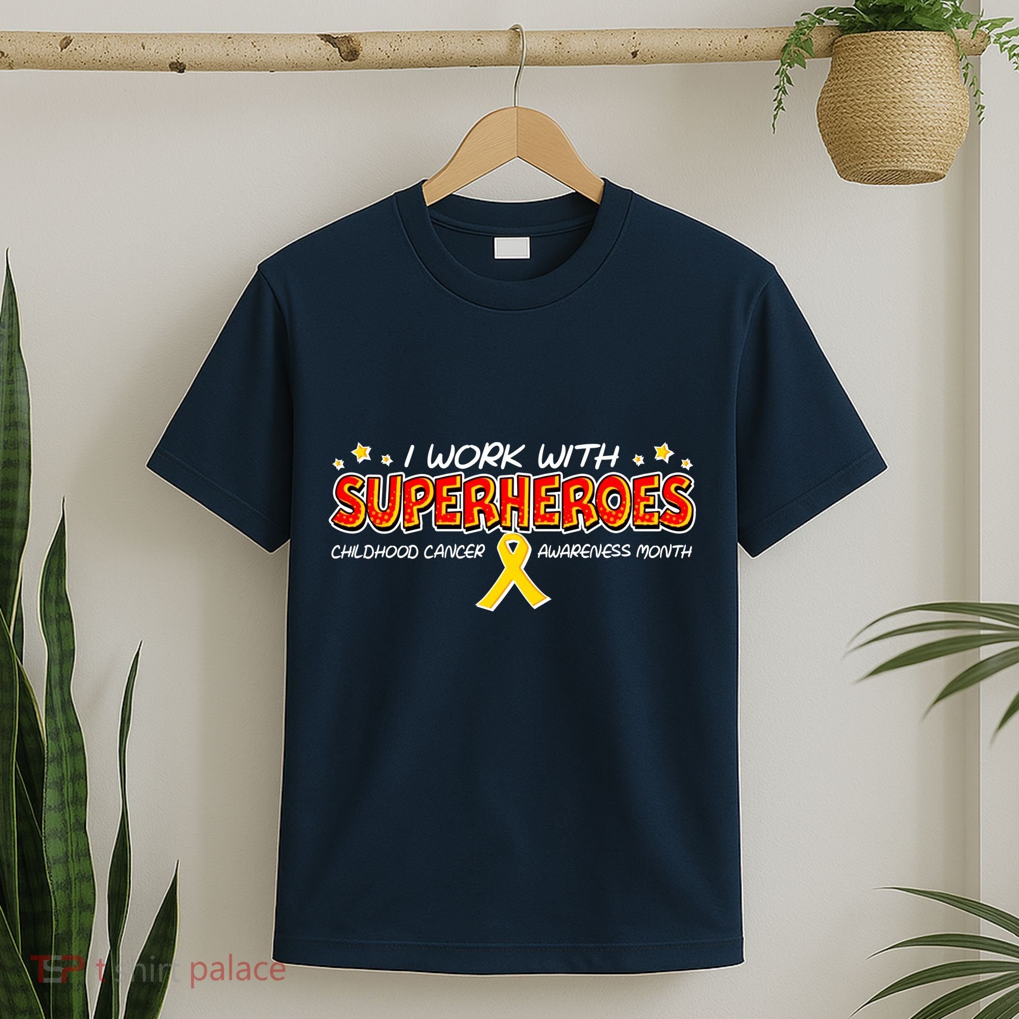 Childhood Cancer I Work With Superheroes T-Shirt