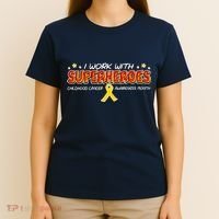 Childhood Cancer I Work With Superheroes T-Shirt thumb 4