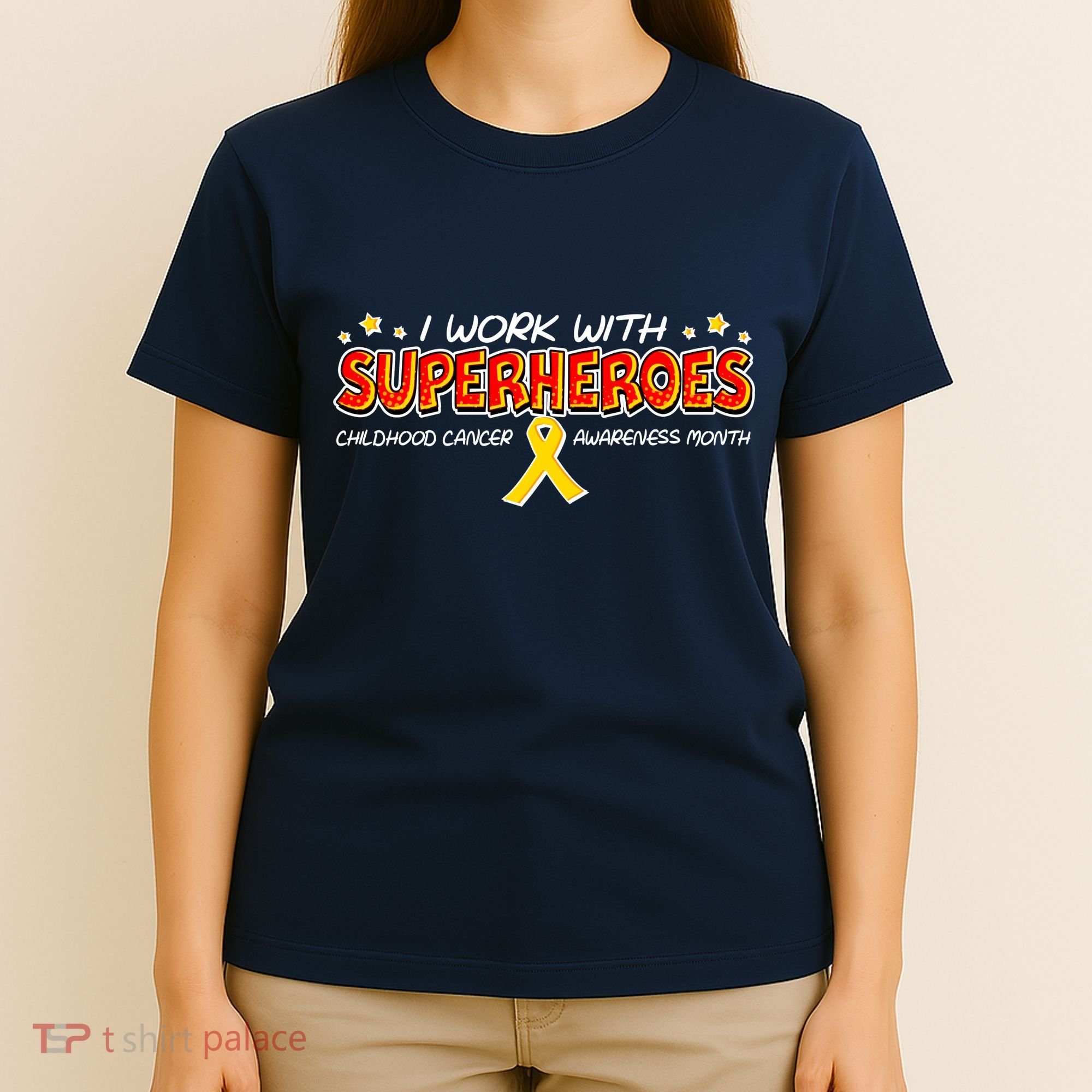 Childhood Cancer I Work With Superheroes T-Shirt