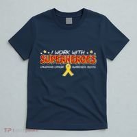 Childhood Cancer I Work With Superheroes T-Shirt thumb 5
