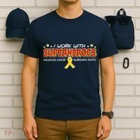 Childhood Cancer I Work With Superheroes T-Shirt thumb 6