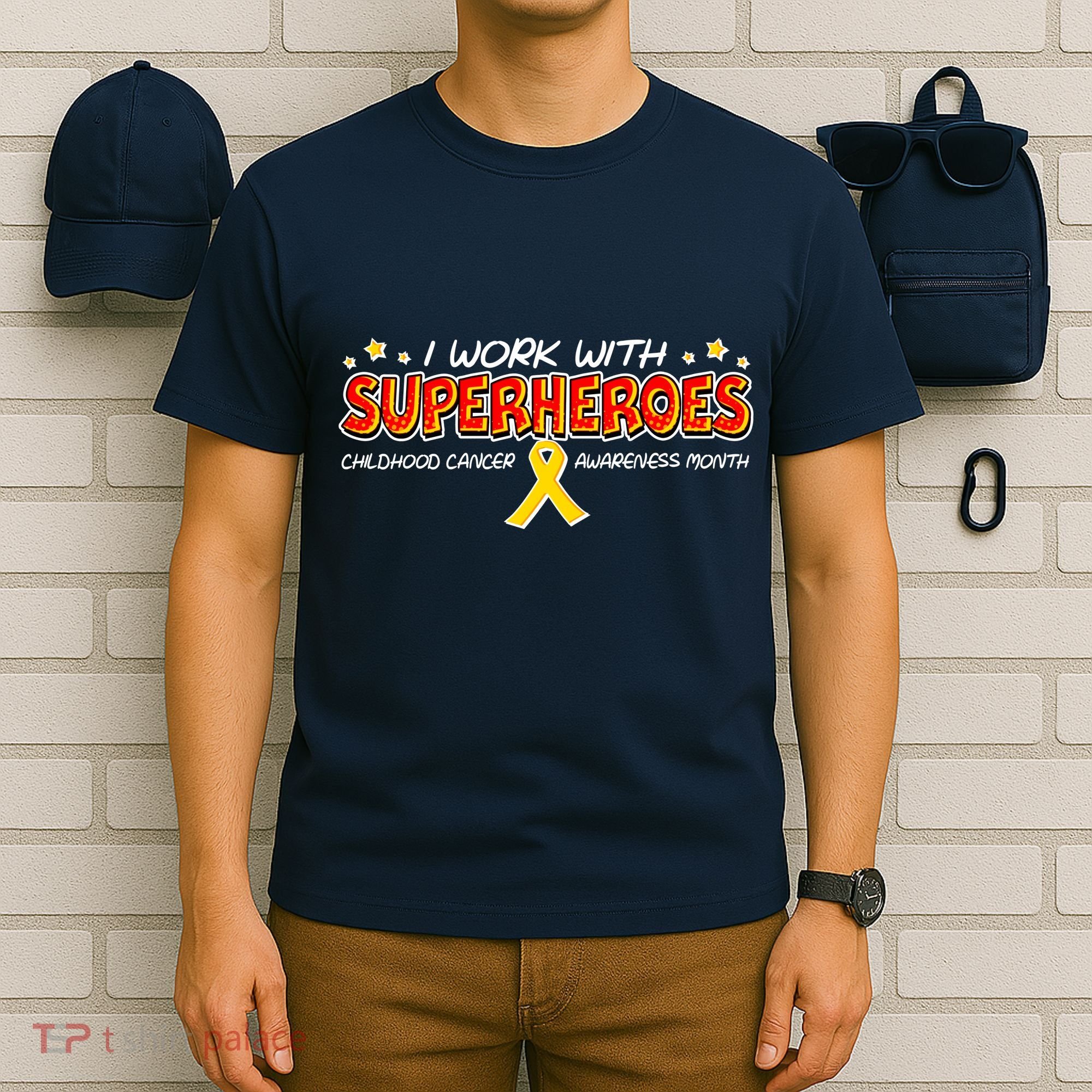Childhood Cancer I Work With Superheroes T-Shirt